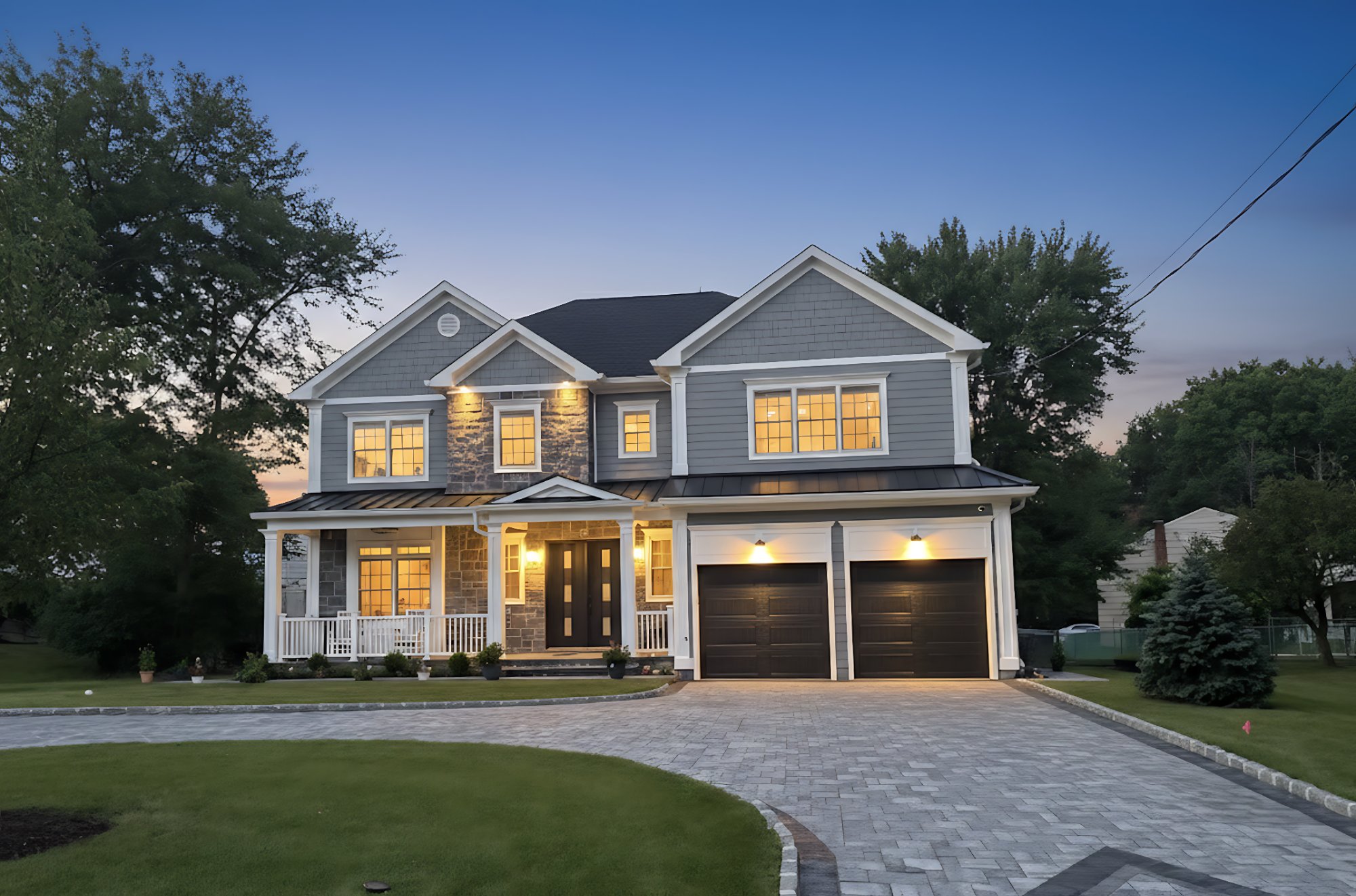 Craftsman home at twilight
